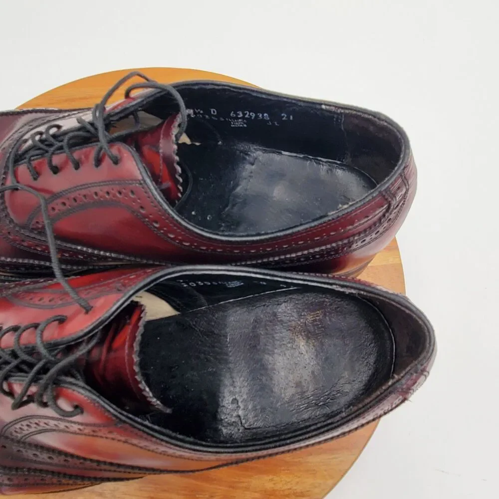 Florsheim Dress Shoes Brogue Wingtip Men's 9.5D Burgundy Leather Derby Classic